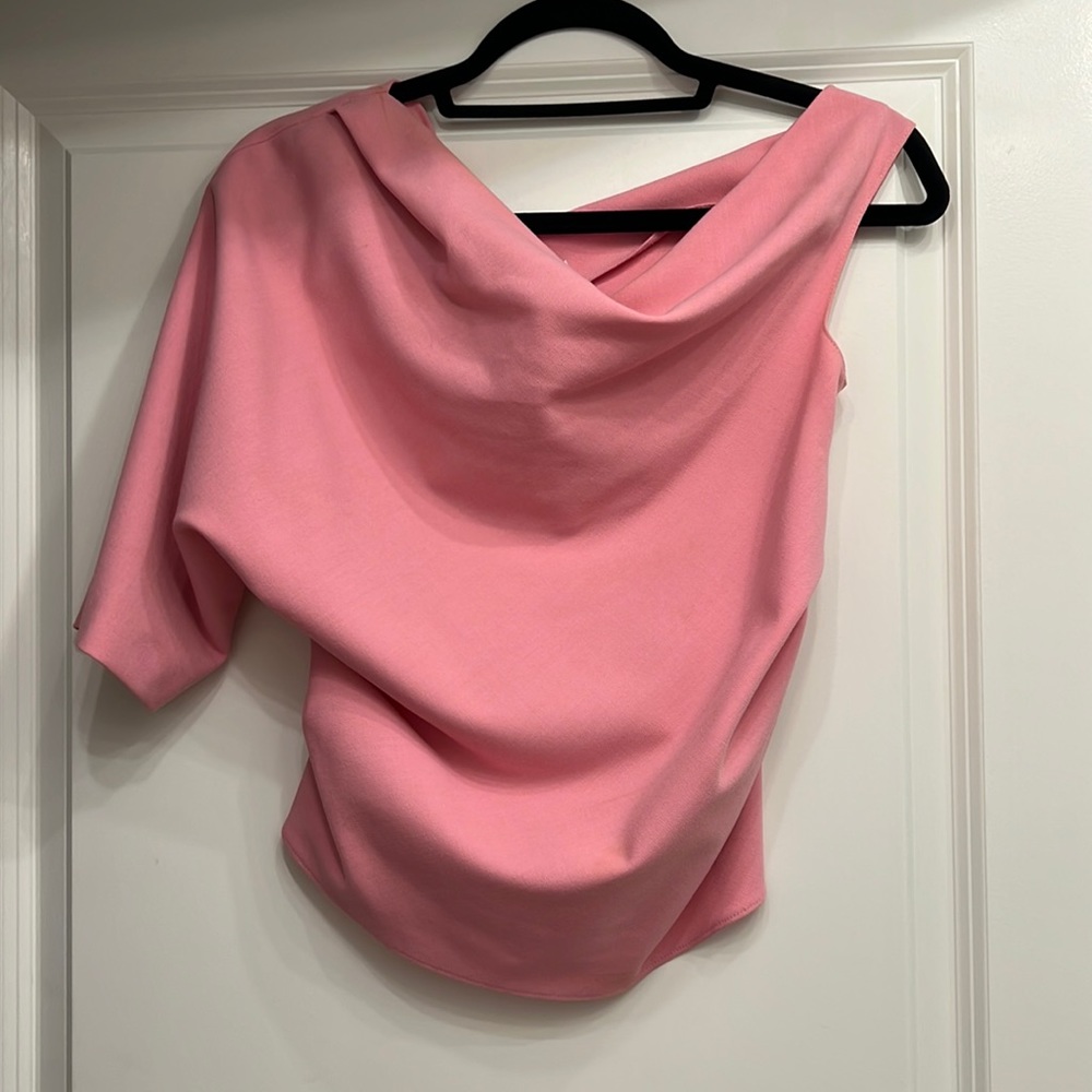 Zara Pink One Shoulder Cowl Neck Top